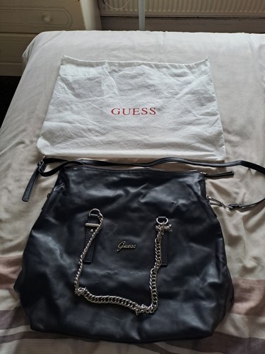 Guess black faux leather logo - faux,